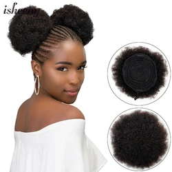 Afro perwersyjne kręcone kucyk bułeczki Chignon doczepy z ludzkich włosów Afro Puff sznurek kręcone kucyk Remy ludzkie włosy dla czarnych kobiet