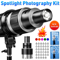 Bowens Mount Projector Attachment with 5 Color Filters 5/25/34 Gobos Spotlight Optical Snoot Photography Kit for Aputure Godox