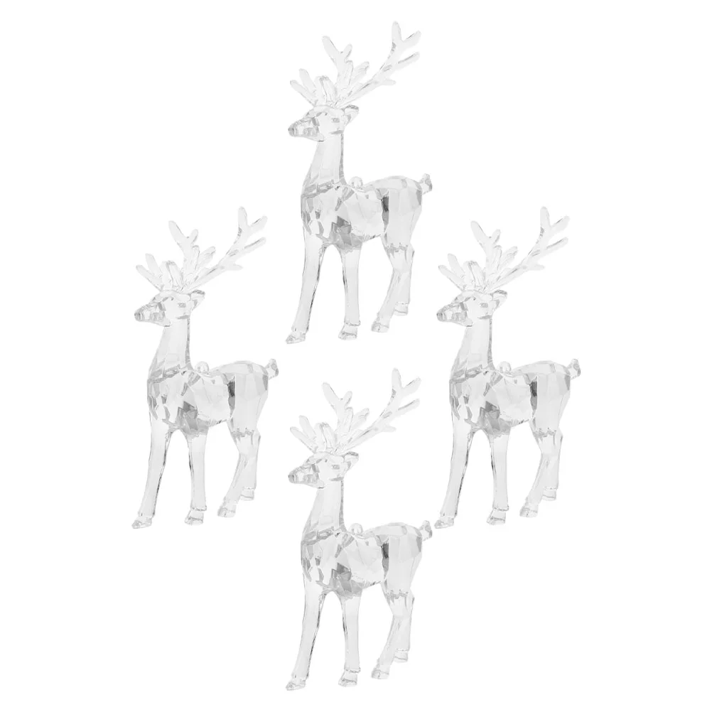 

4 Pcs Christmas Decorations Transparent Reindeer Home Decors Cabinets Figurines Halloween Statue Room Indoor Acrylic Child