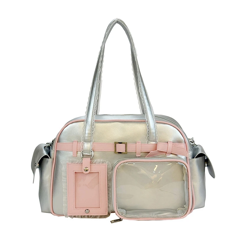 Ita-Tasche mit transparentem Sichtfenster, Otaku-Gürtelschnallen-Design, Umhängetasche, Niedliche Damen-Handtasche mit mehreren Fächern – Detail 2