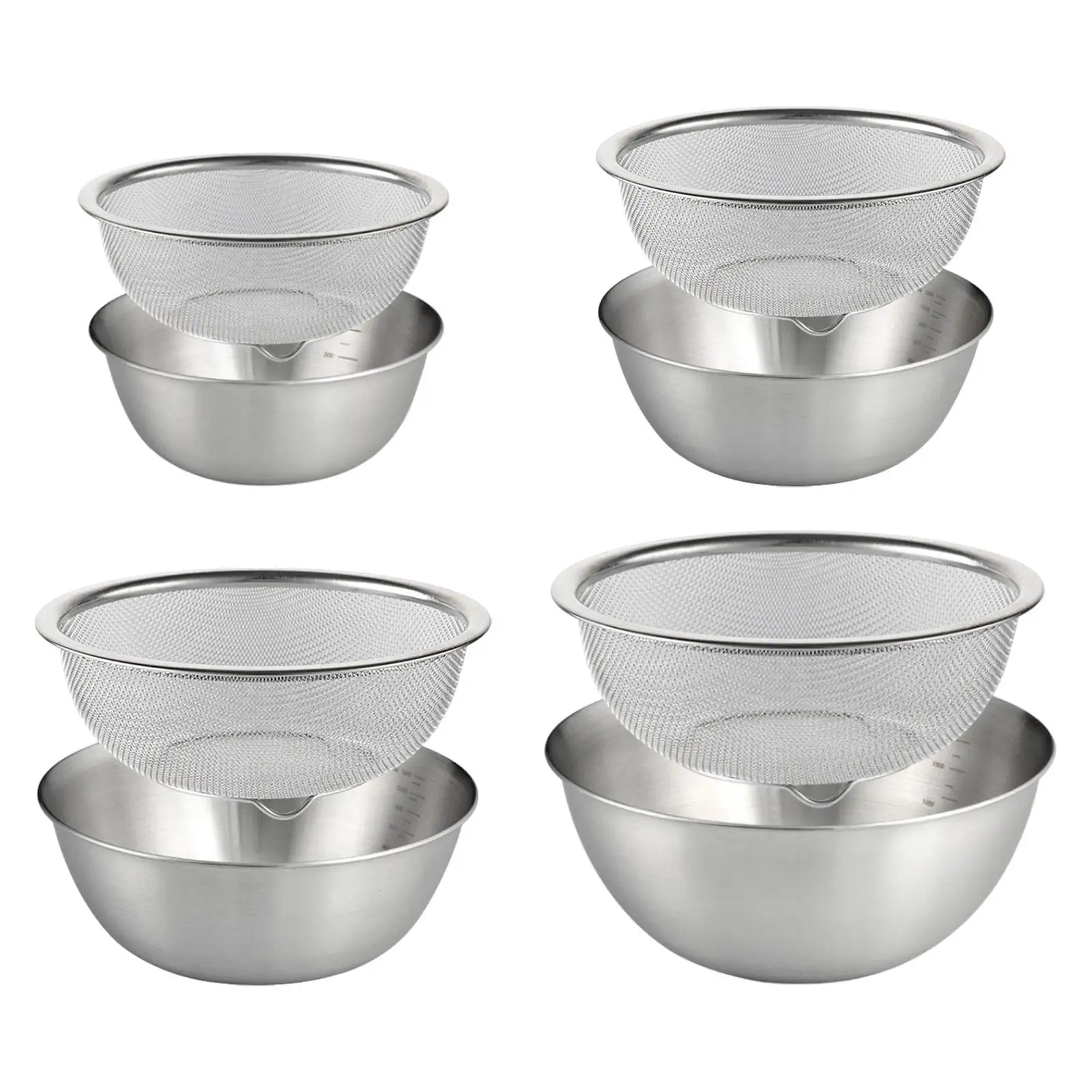 Stainless Steel Microporous Colander and Mixing Bowl Kitchen Food Strainers Set for Washing Pasta Rice Vegetables Fruit