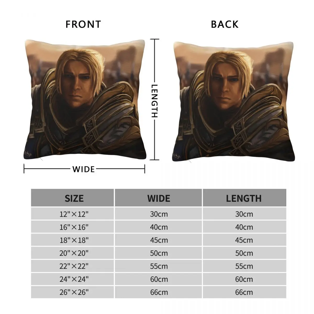 Anduin Wrynn Wow Pillowcase Polyester Linen Velvet Creative Zip Decor Home Cushion Cover Wholesale 45x45