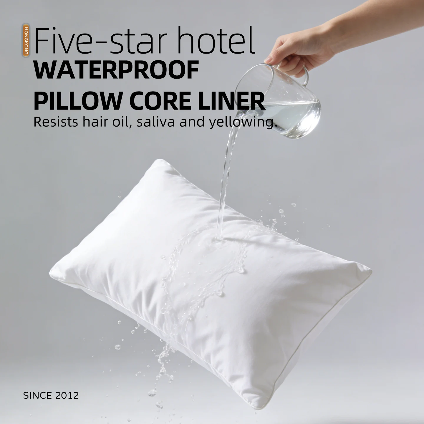 Waterproof protective cover for hotel pillow core, prevents hair oil and stains, with an inner isolation layer, suitable for hotels, guesthouses, home use, dormitories, and schools