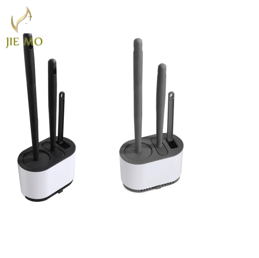 

Toilet brush set with multi-functional TPR toilet brush, no dead corners, long handle, bathroom silicone toilet cleaning brush