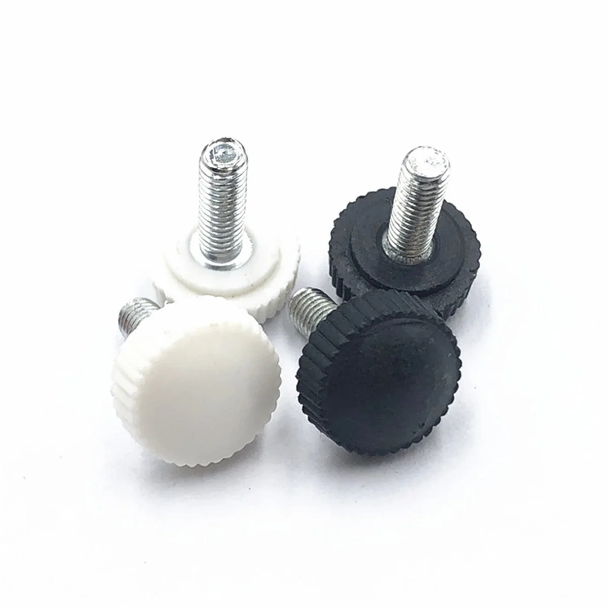 

Black / White Plastic Round Head Straight Pattern Knurled Hand Screw Small Knob M4M5M6