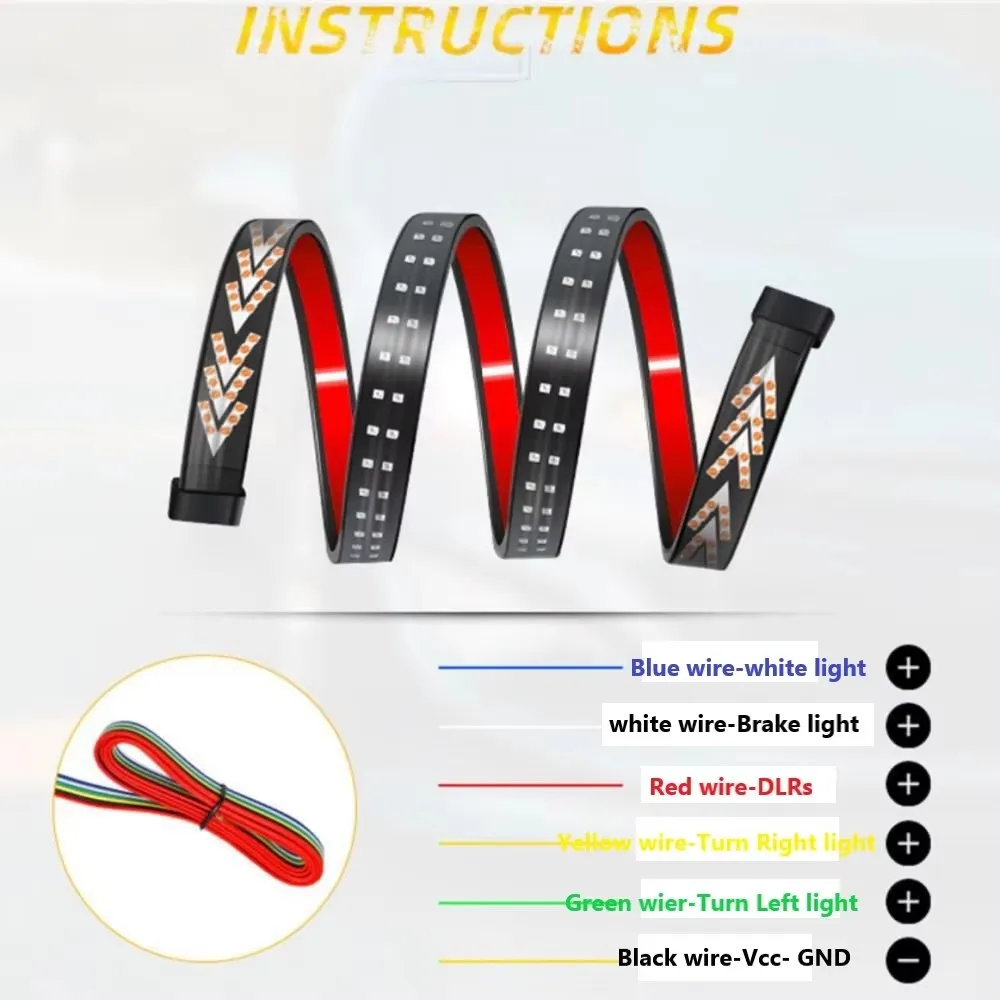Luz de Freio Traseira 12V 24V para Carro, Sinal de Direção, Luz de Ré, Pisca Alerta Duplo, Faixa de LED com Seta para Caminhonete e Jeep 2026