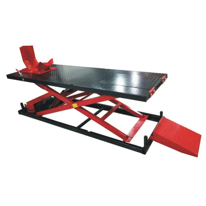Portable Manual Hydraulic Scissor Lift Table With Turntable Platform 1800x600mm 80kg For Motorcycles For Home Or Workshop Use