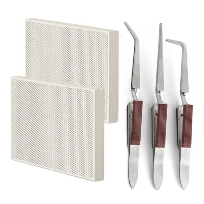 Rotate Cross Soldering Tweezers Stand, Heat Insulate Firebrick Jewelry Welding Tools Gold Silver Soldering Melting Toosl