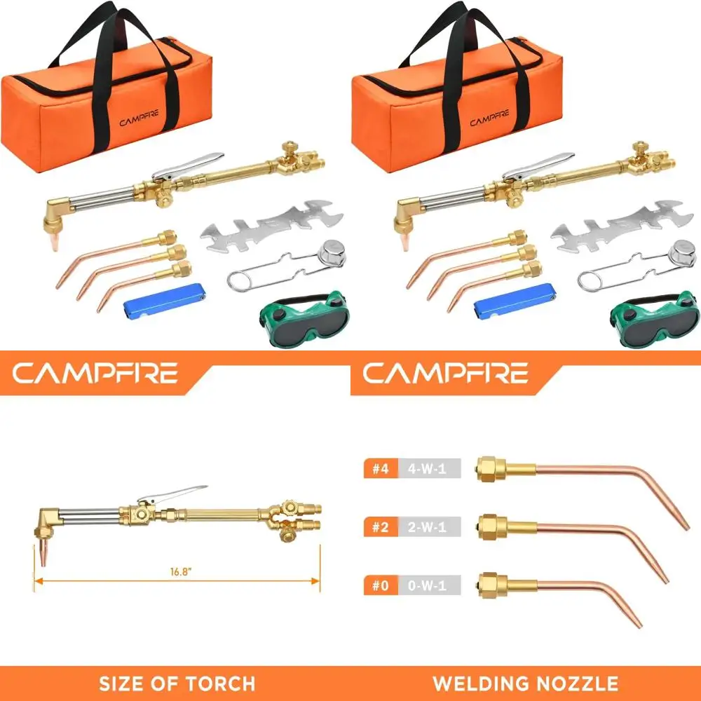 

Набор для кислородно-ацетиленовой сварки из 12 предметов с обратными клапанами и сумкой для переноски