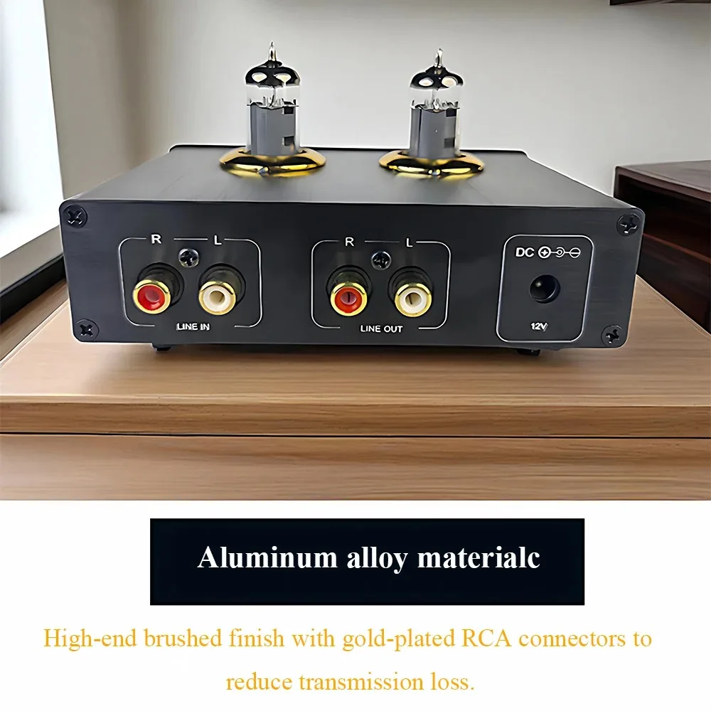 D200 Vacuum Tube Preamplifier Bluetooth 5.0 6J1 6K4 Vacuum Tubes HIFI Preamplifier Treble and Bass Adjustment NE5532 Op Amp