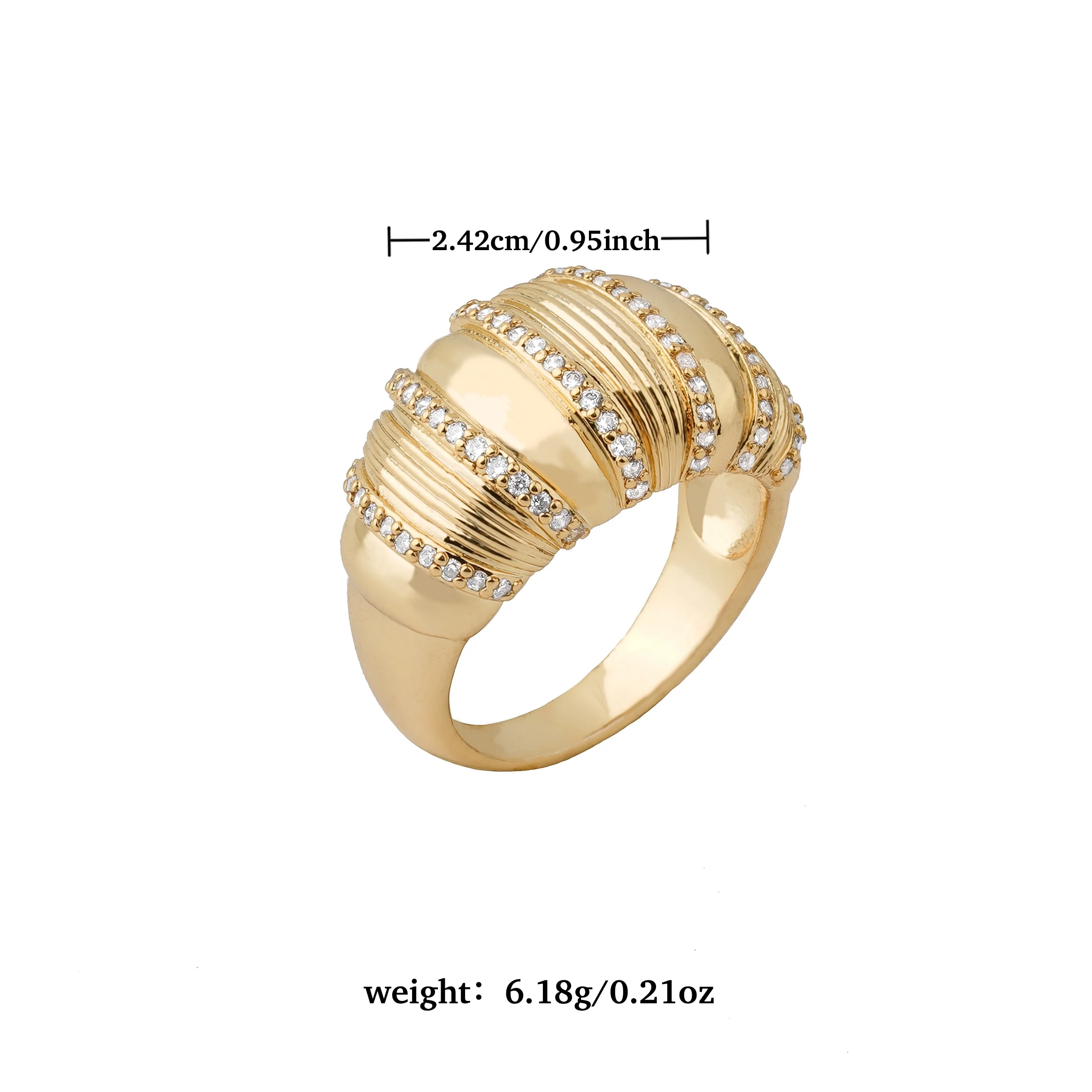 LUYIN Selected Bohimian Style Shiny Inlaid Zirconia RIngs Copper Plated 18K 2Tone Party Anniversary Delicate Gifts