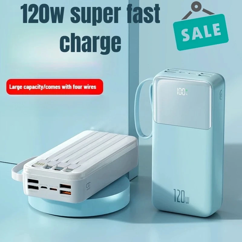 

2025 New PD120W Super Fast Charging with Cable Power Bank Large Capacity 30,000 MAh Is Not Fake Mobile Power Supply