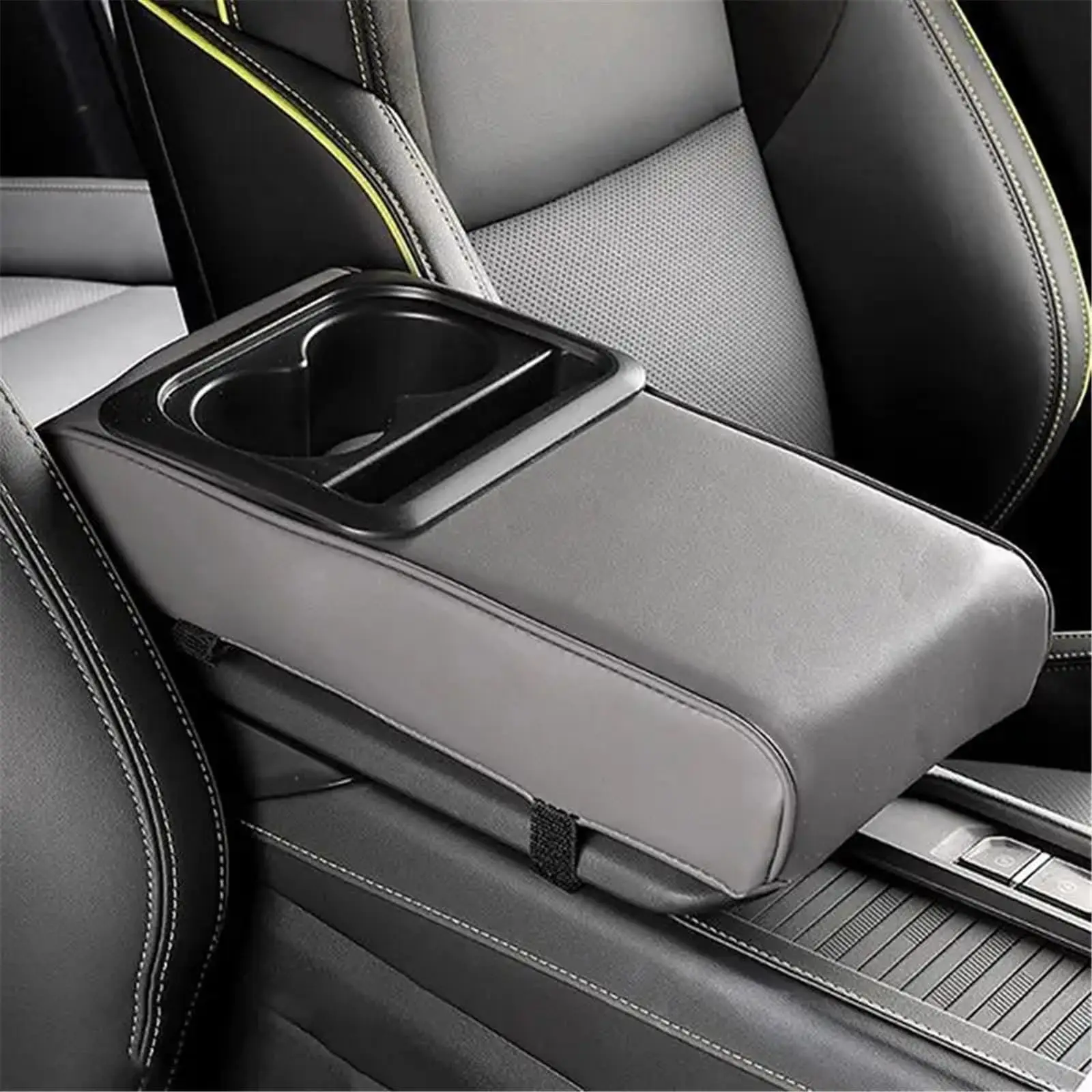 Universal Car Armrest Cushion with Cup Holder, Heightened Multi-Functional Console Organizer view 2