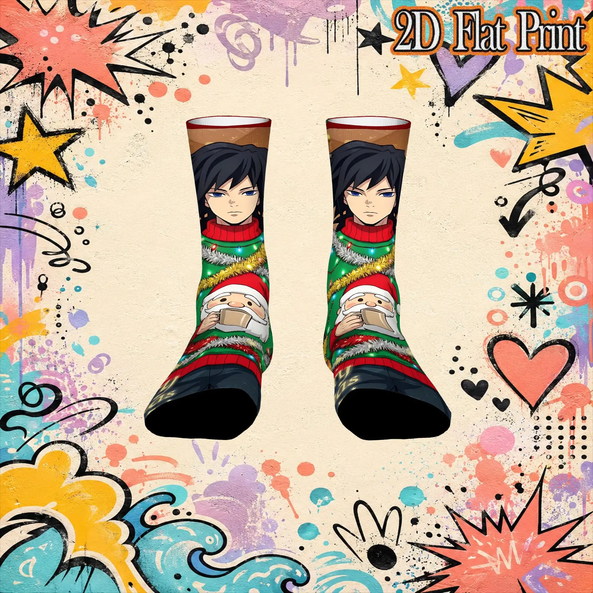 Sport Christmas Demon Slayer Crazy Running Men's compression Socks Unisex items Crew Sock Cycling socks