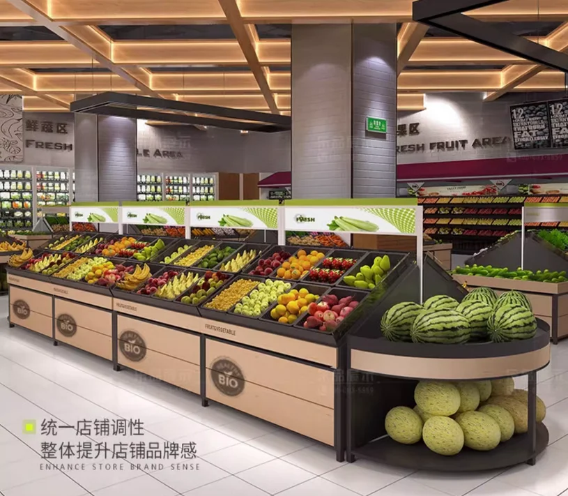 Supermarket vegetable shelves, commercial fruit shelves, display racks