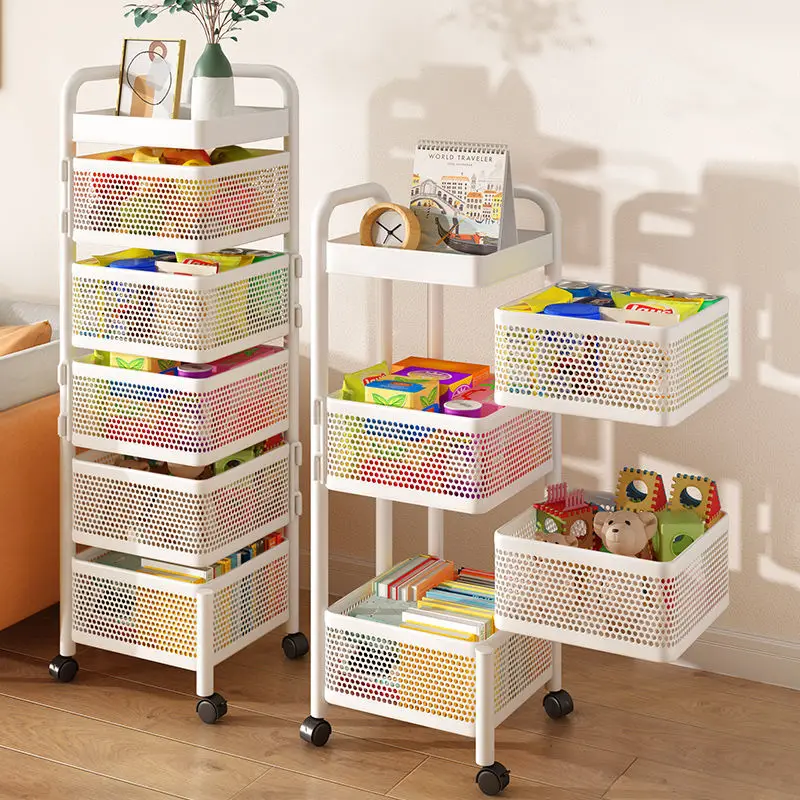 Removable Rotating Kitchen Shelving Multi-floor Home Installation Free Multi-functional Storage Rack Vegetable and Fruit Basket