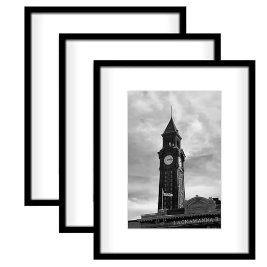 

Набор из 3 фоторамок для фотографий 11x14 с подложкой или 16x20 без подложки, настенные рамки для постеров, черные.
