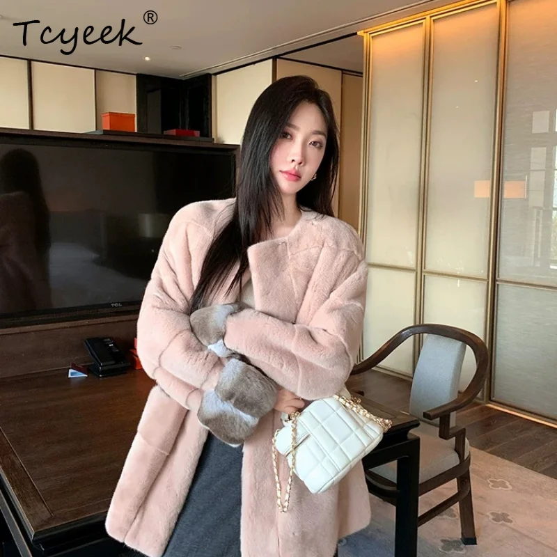 Tcyeek Luxury Natural Mink Fur Coat Woman Warm Winter Clothes Fashion Real Purple Mink New in Outerwears 2026 Casaco Feminino