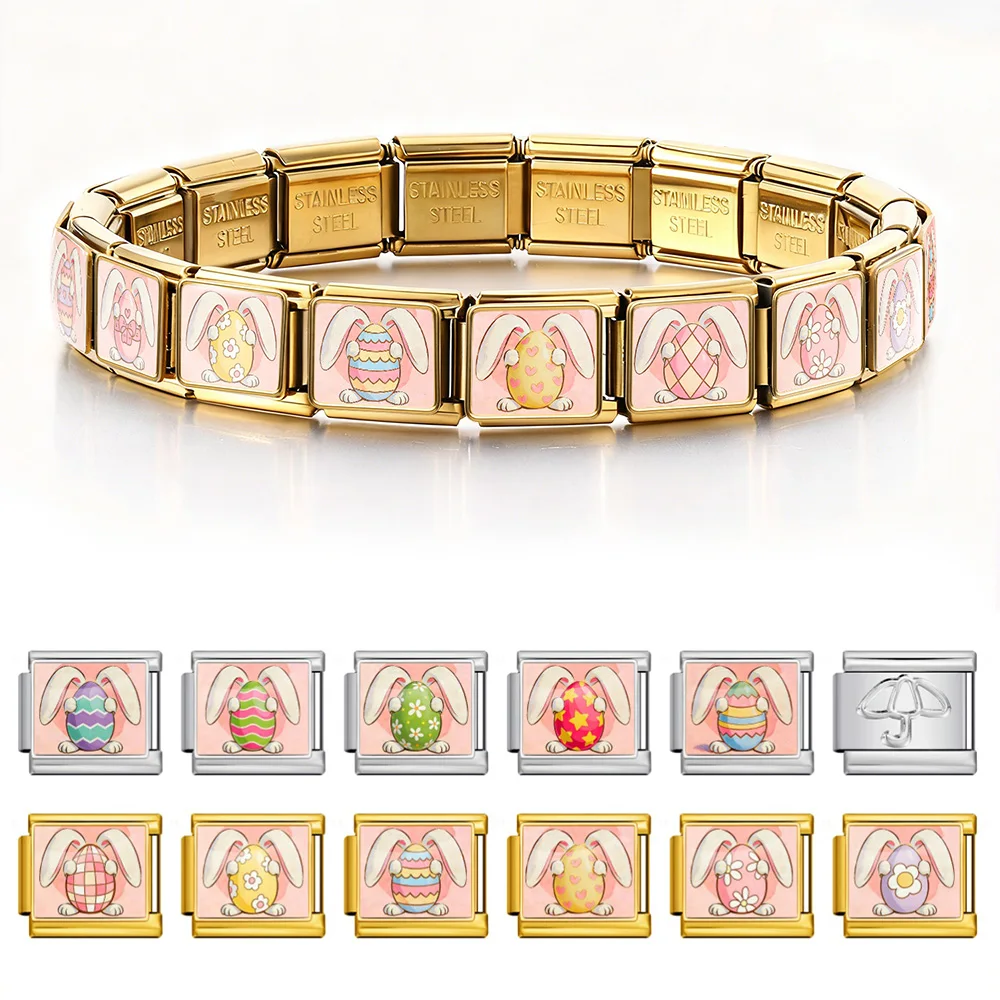 New Trendy Italian Charm Link fit 9mm Stainless Steel Making Bracelet DIY Original Design Cute Sweet Easter Egg Jewelry 2026
