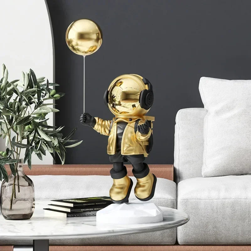 

Plating Golden Large Astronaut Design Home decor Floor Ornament Luxury Sculpture Modern Fashion Craft Sculpture Resin Room Decor