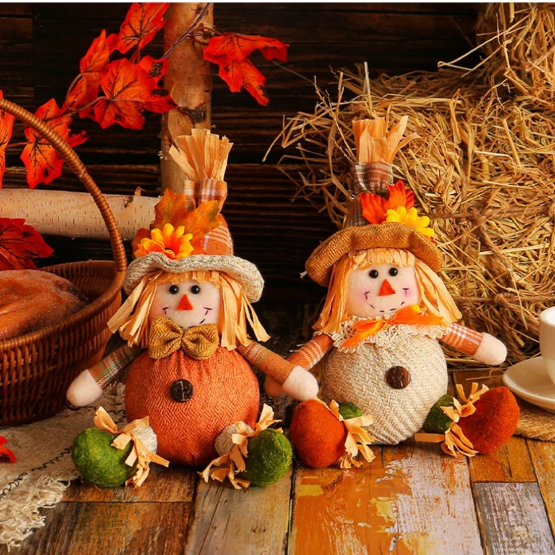 Décoration de la série de beurre d'épouvantail de Thanksgiving, saison des récoltes, cuir chevelu d'érable, chapeau de paille, décoration de bureau créative, cadeau d'anniversaire