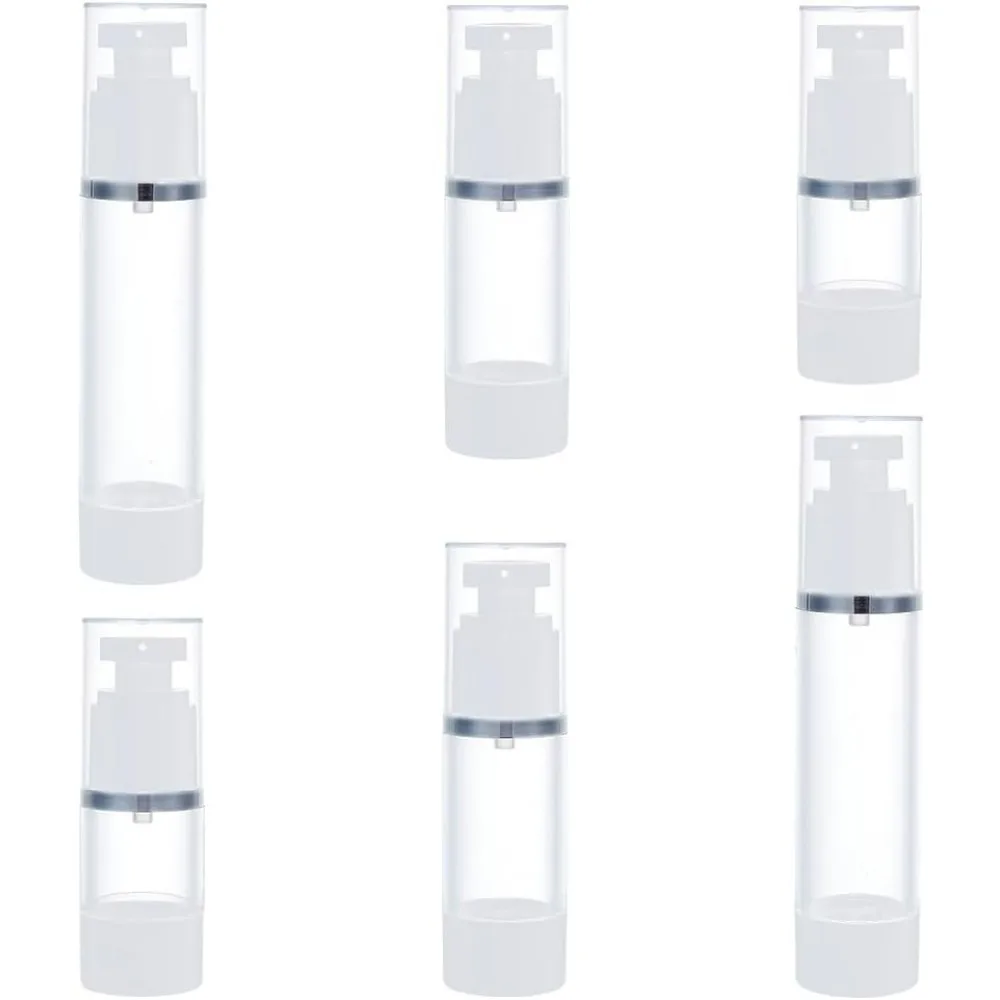 

6 шт., 3 стиля, прозрачные безвоздушные бутылки с насосом для лосьона, многоразовые пластиковые дорожные вакуумные наборы для изготовления тонального крема с эфирным маслом для духов