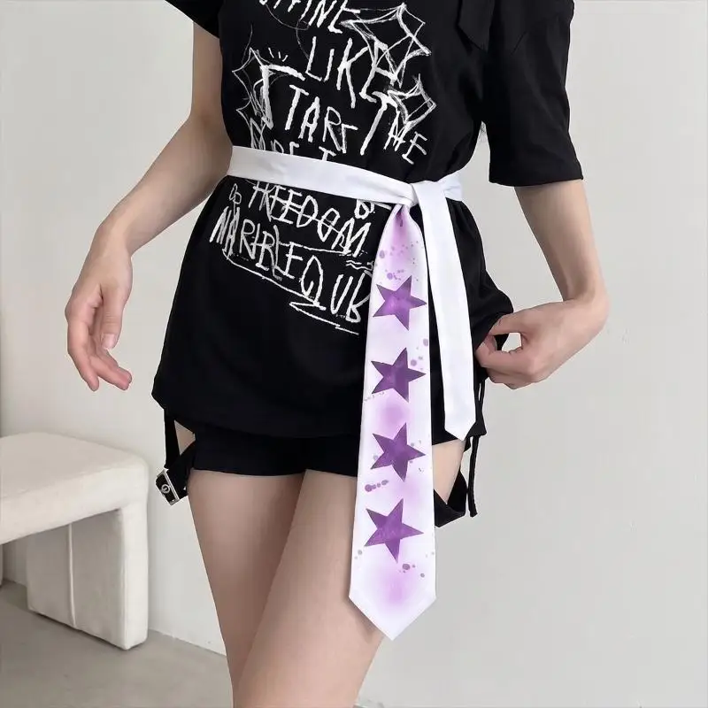 Retro Pentagram Y2K Tie Casual Star Pattern Sweet Hand-Tied Fashion Necktie for Women Girls Party Wear