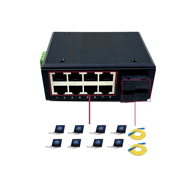 8 ports 10/100M 12V-54V with 2 ports10/100M SC 1310A 1150B Ethernet industrial swith