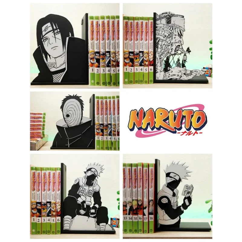 Anime Naruto Uchiha Itachi Kakashi Character Book Stopper Metal Bookend Desk Decoration Gift