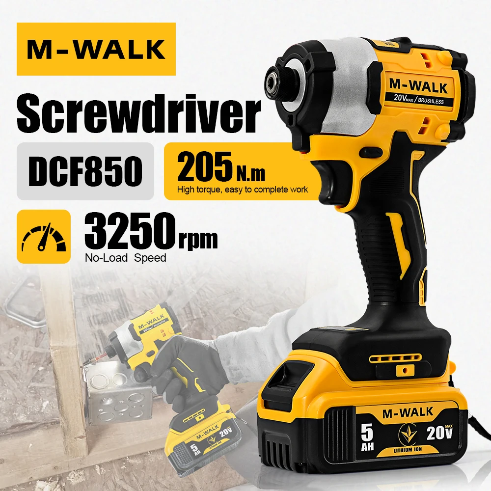 

Impact Driver Electric Drill 20V Brushless Cordless 3250RPM screwdriver High Torque tools Power Tools For Dewalt 20V Battery Pin