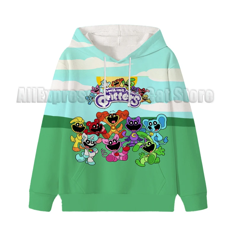 Sorridente Critter Cartoon felpe Catnap ragazzi ragazze bambini top 5-14 anni bambini maniche lunghe felpa bambino abbigliamento per bambini