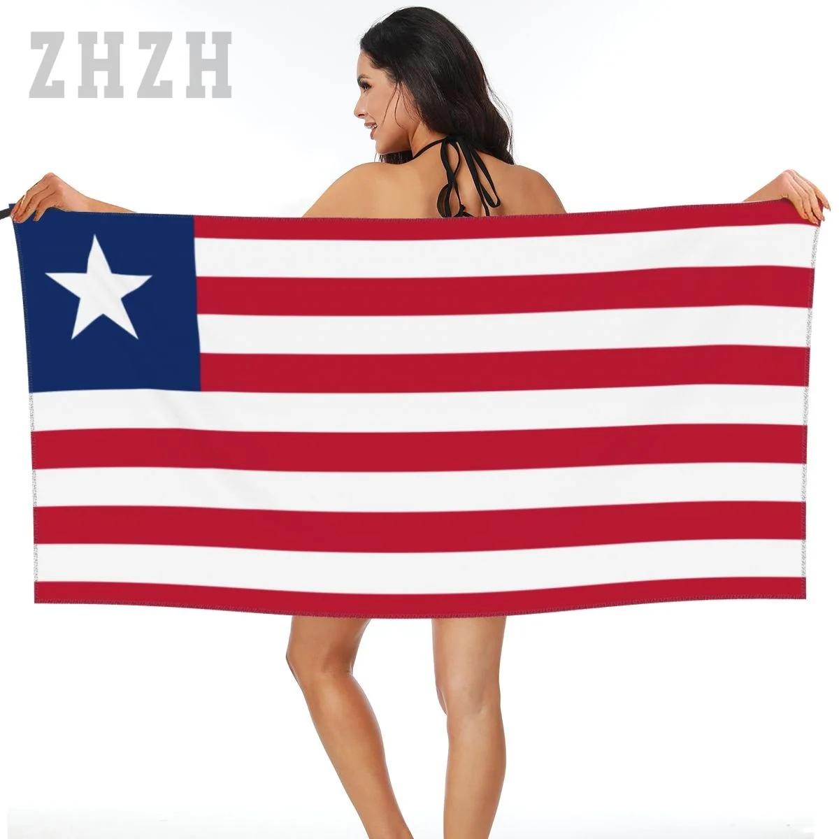 

More Design Liberia Flag Emblem Bath Towel Quick dry Microfiber Absorbing Soft Water Breathable Beach Swimming Bathroom