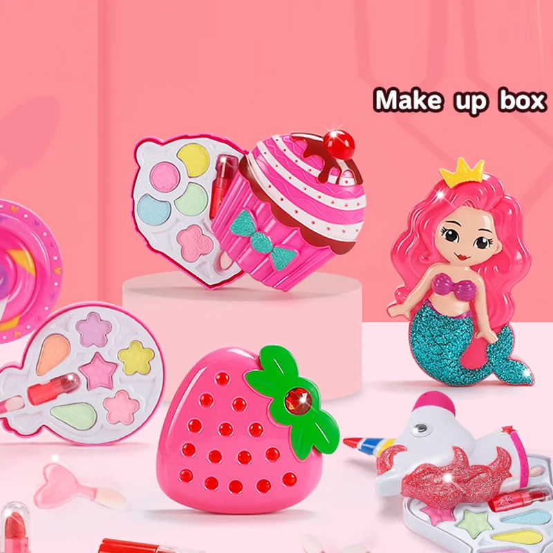 Jouets de maquillage de simulation de princesse pour filles, maison de jeu, cosmétiques pour enfants, rouge à lèvres, ensemble de fard à barrage, fête pour enfants, jeu de cosplay