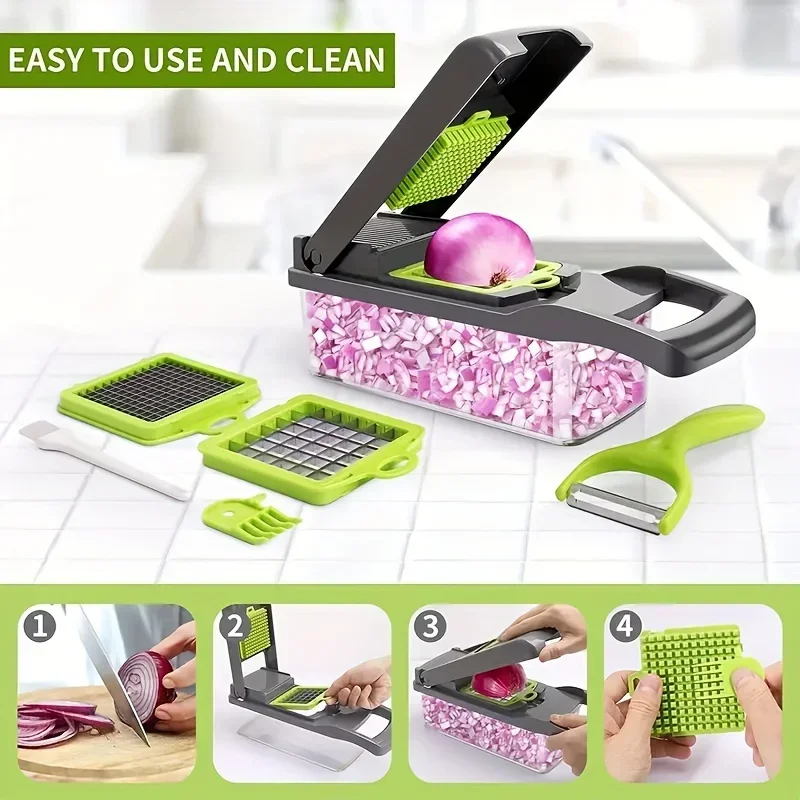 14/15/16 in 1 Multifunctional Vegetable Chopper Slicer Shredder with Basket Fruit Slicer Potato Shredder Carrot Grind Gadgets