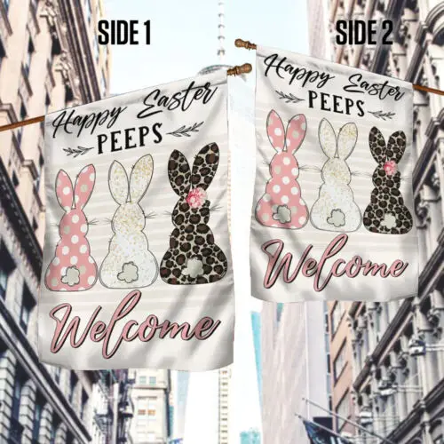 Easter Bunny Peeps Happy Easter Welcome Flag Garden Flag AAL HHM WZZ yyi