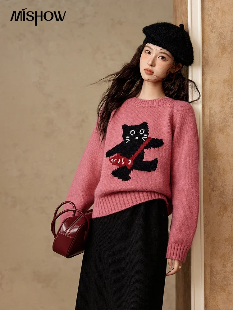 

Свитер MISHOW, пуловер для женщин, весна 202, новый корейский повседневный милый мультфильм Mori Girl, стиль трикотажа, джемперы, топы MXD112Z1011