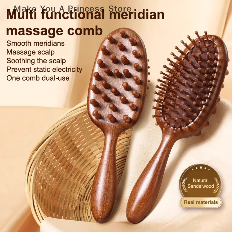 

Double Sided Sandalwood Air Bag Comb Hair Care Scalp Anti Static Meridian Head Blood Circulation Dredging Massage Comb