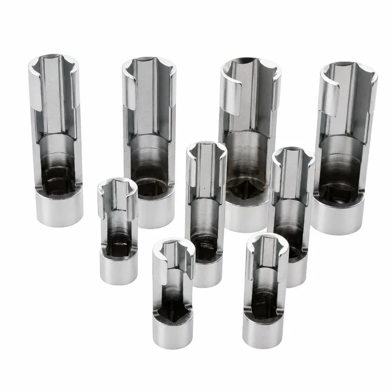 Suitable For Car Fuel Line Socket Wrench Set,9Pcs Open End Oxygen Sensor Removal Socket,Auto Repair Hand Tools