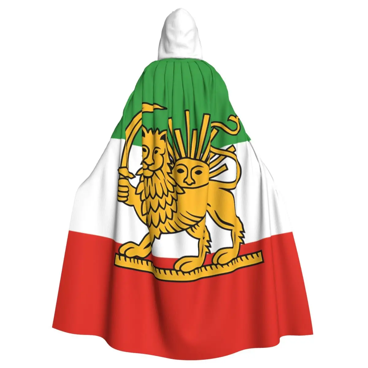 Irans Flag Emblem Lion And Sun Cosplay Cloak Hooded Cape for Aldult