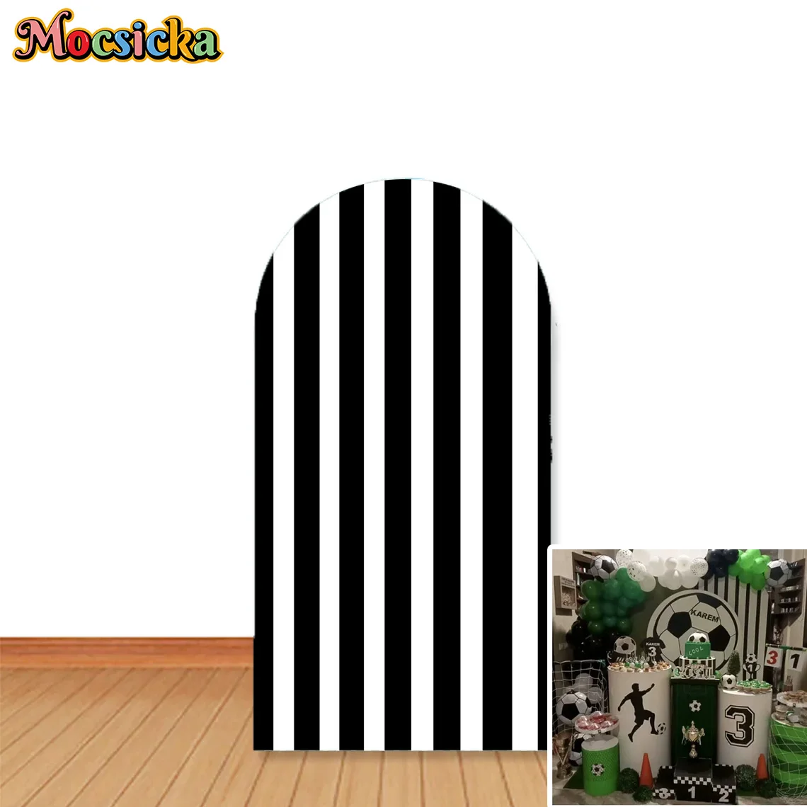 أغطية خلفية قوس Mocsicka باللون الأخضر لملعب كرة القدم وحفلات أعياد الميلاد وخلفية للأولاد والأطفال وحفلات استقبال المولود الجديد والحفلات الرياضية