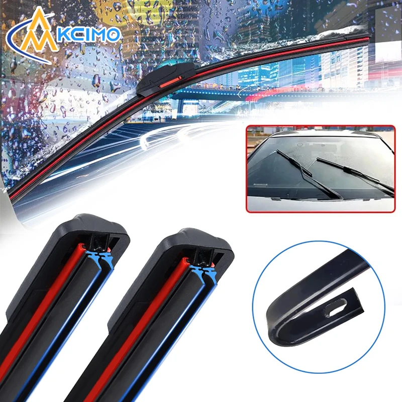 

Kcimo Universal J/U hook Double Rubber Strip Wiper Unsupported HD Car Windshield Wiper 14 "16" 17" 18 "19" 20 "21" 22 "24"