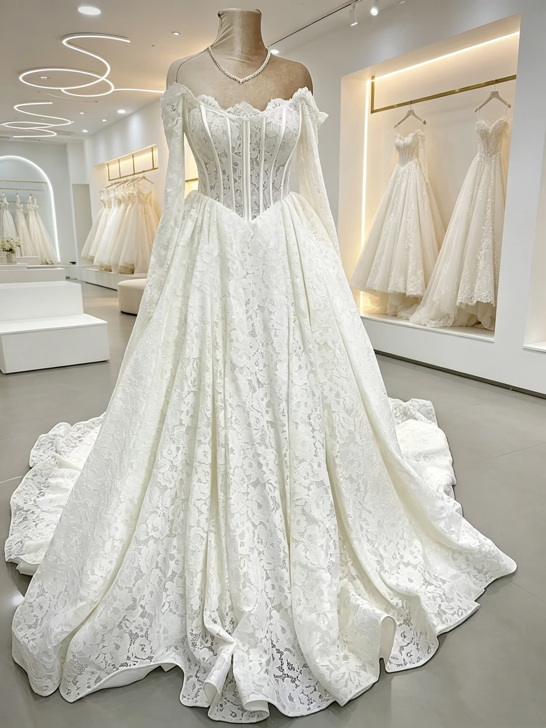 Customized Lace Elegantes Wedding Dress Long Sleeve Estilo Princesa Bespoke Vestido Abiti Da Sposa Noiva Vestido De Novia