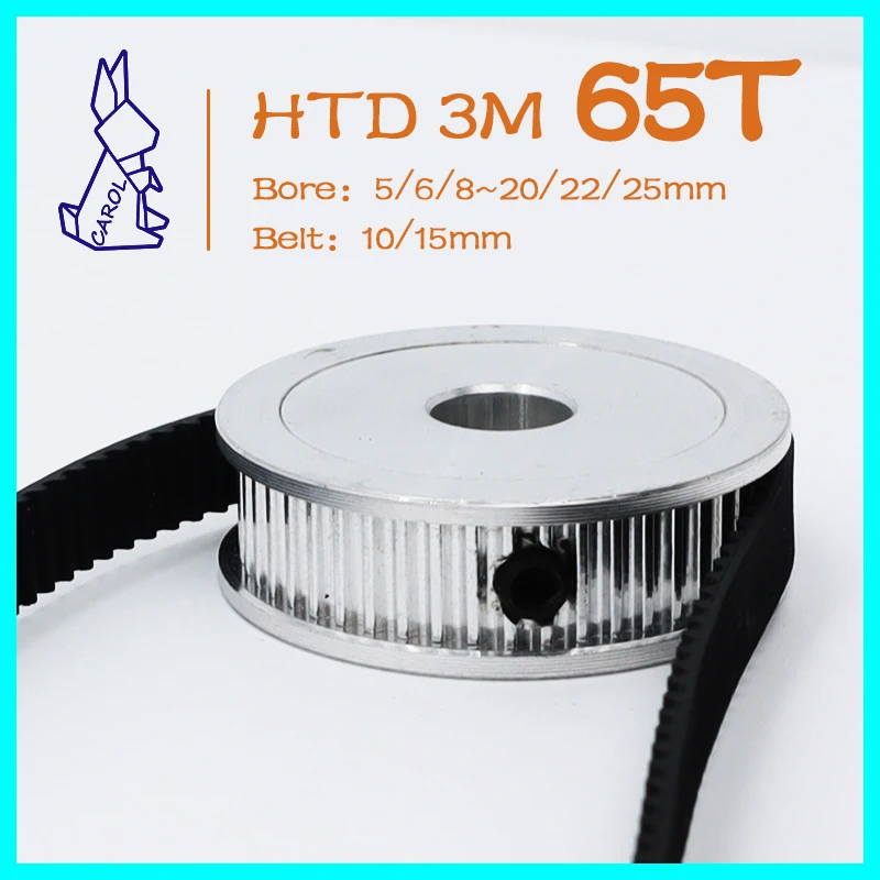 65T 65Teeth HTD3M Pulley Wheel Gear Bore 5/6/8~20/22/25mm Belt Width 10/15mm 3M Timing Pulley Synchronous Pulley HTD 3M 65 Teeth