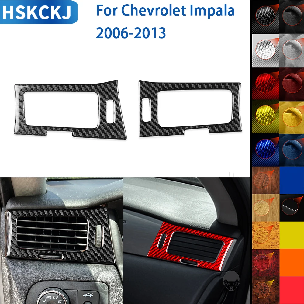 For Chevrolet Impala 2006-2013 Accessories Carbon Fiber Car Interior Dashboards Side Air Outlet Trim Sticker Decoration