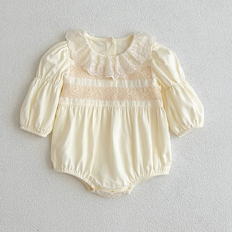 Fashion  Baby Girls Clothes Autumn Lace Collar Baby Rompers Princess Dress Long Sleeves Bodysuit Girls Dress Sister Clothing