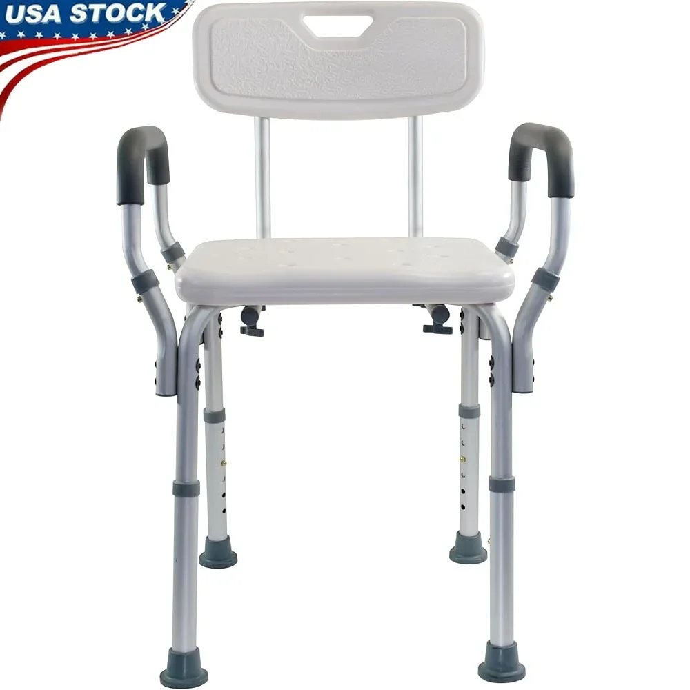 

Регулируемая по высоте скамейка для душа и ванны с мягкими кронштейнами, текстурированное сиденье с контурной спинкой, прочная алюминиевая рама, помощь для мобильности в ванной комнате