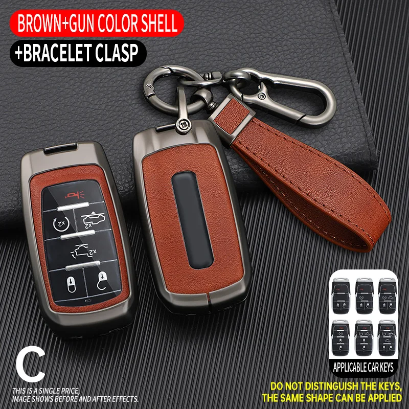 Car Zinc Key Case Holder Cover Buckle For Dodge RAM 1500 2500 3500 4500 5500 TRX Pickup Chrysler Jeep Grand Cherokee Accessories 3