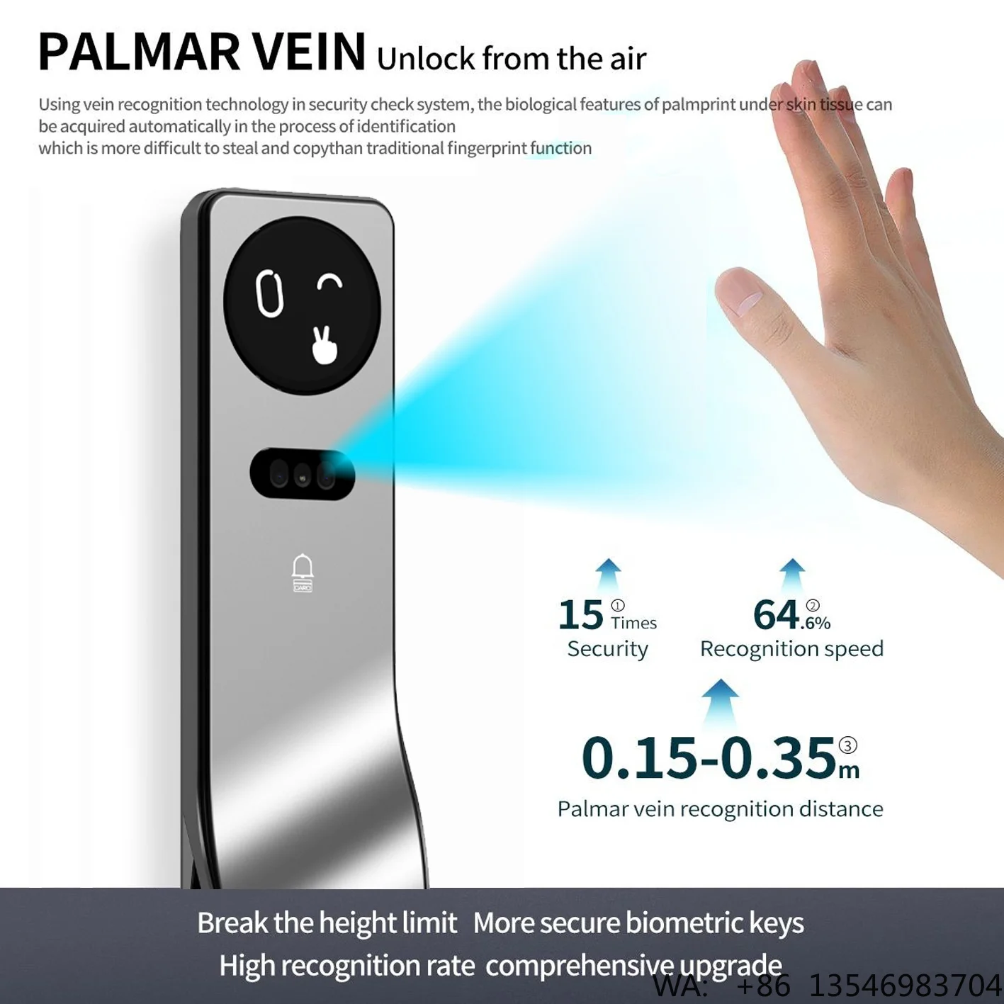 AI Real Time Video Intercom WIFI Face Recognition Palm Print Smart Door Lock With  Digital Keyless Smart Lock