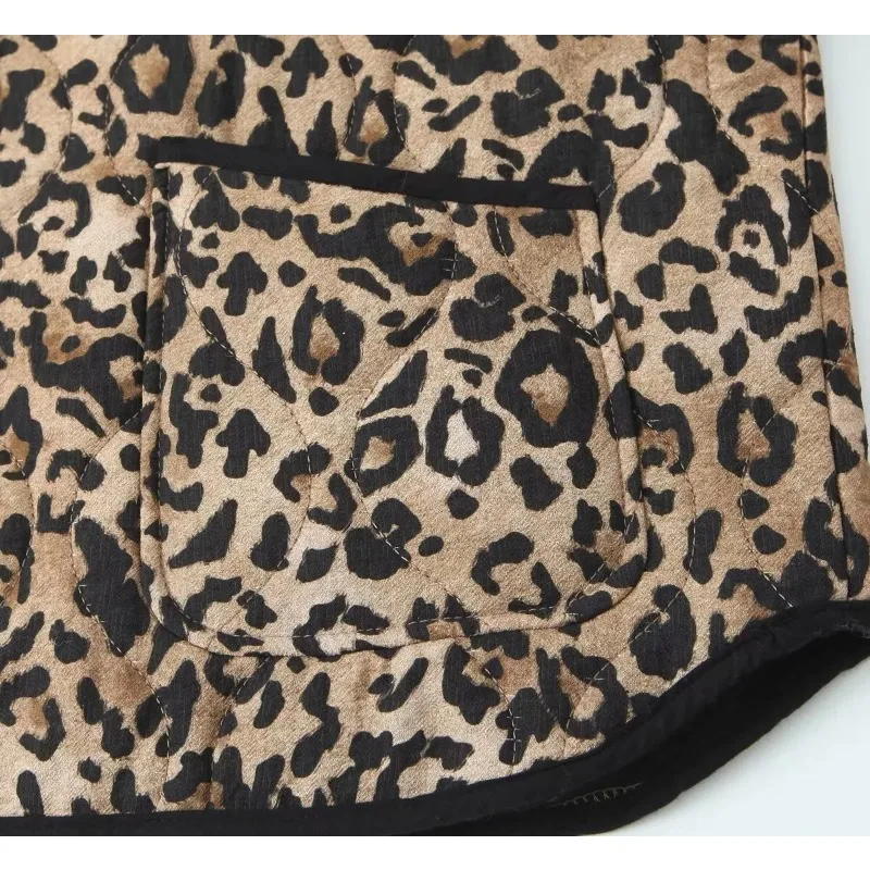 الخريف والشتاء المرأة الجديدة جولة الرقبة طويلة الأكمام الحيوان المطبوعة سترة قطن ملابس خارجية ركاب سترة الملابس النسائية