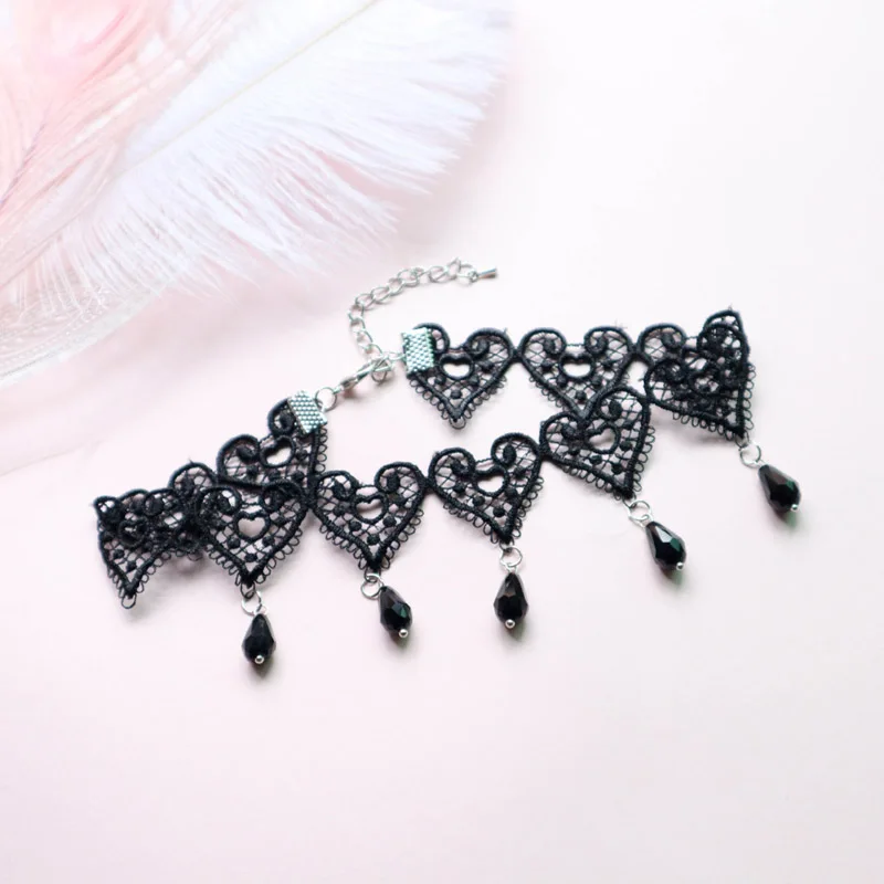 Sexy Choker For Women Fashion Black Lace Star Pendant Short Clavicle Necklace Jewelry Girl Lady Birthday Gift